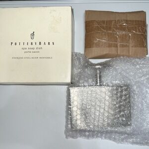 Vintage Pottery Barn Stainless Steel Wall Mounted Spa Soap Dish Heavy New In Box